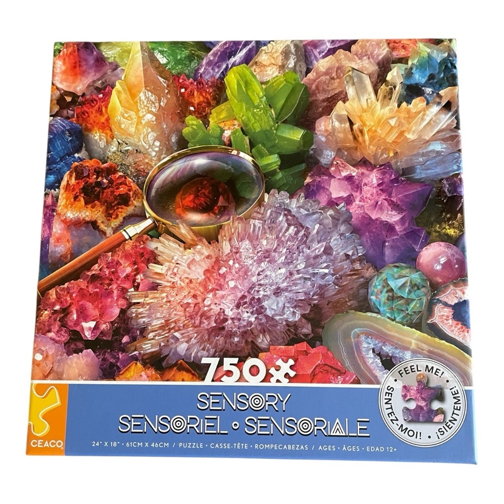 Ceaco Crystal Sensory Puzzle, “Sparkling Minerals”, 750 Pieces, 24’ x 18”.